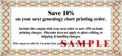 save 10% on genealogy chart printing